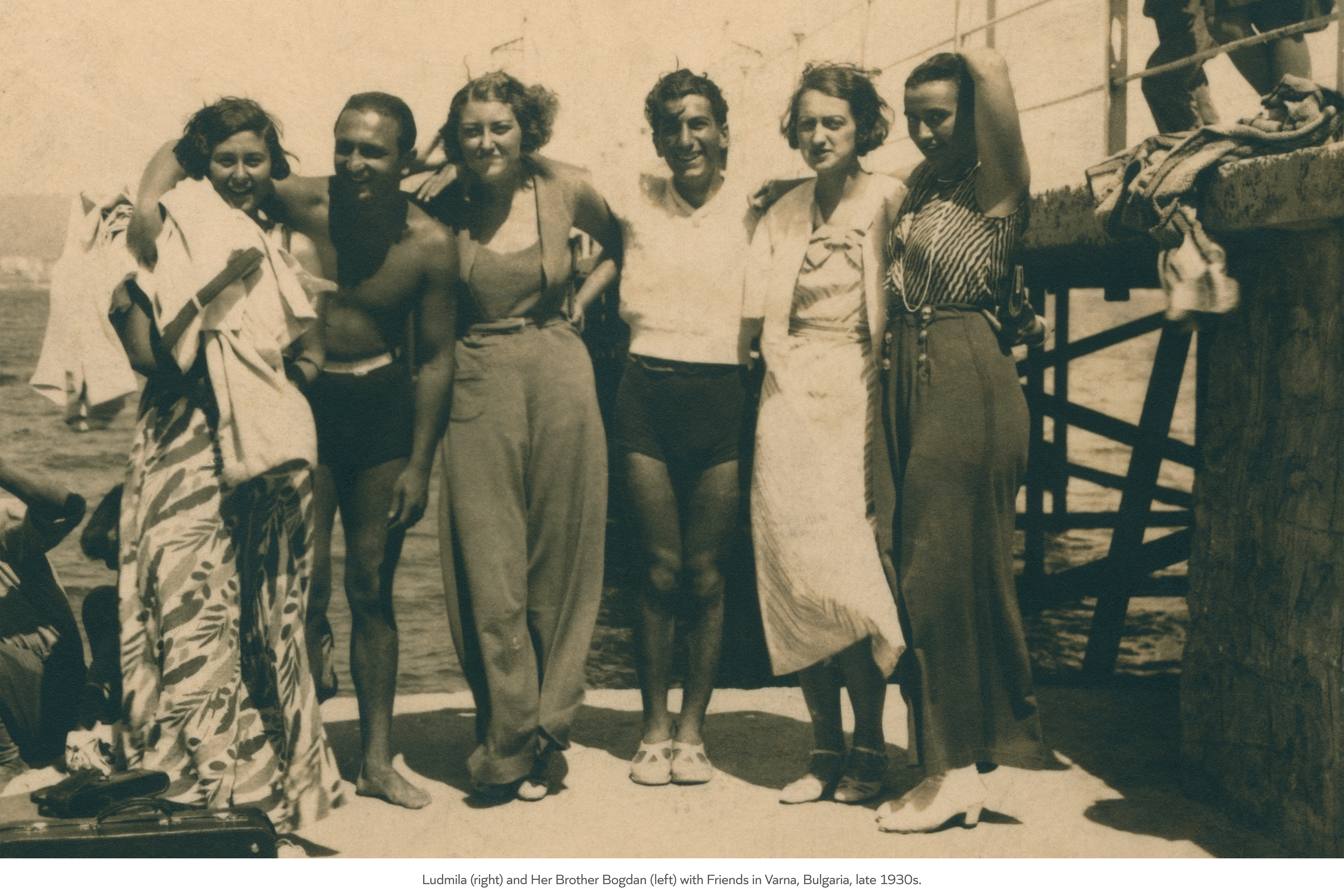 Ludmila (right) and Her Brother Bogdan (left) with Friends in Varna, Bulgaria, late 1930s.