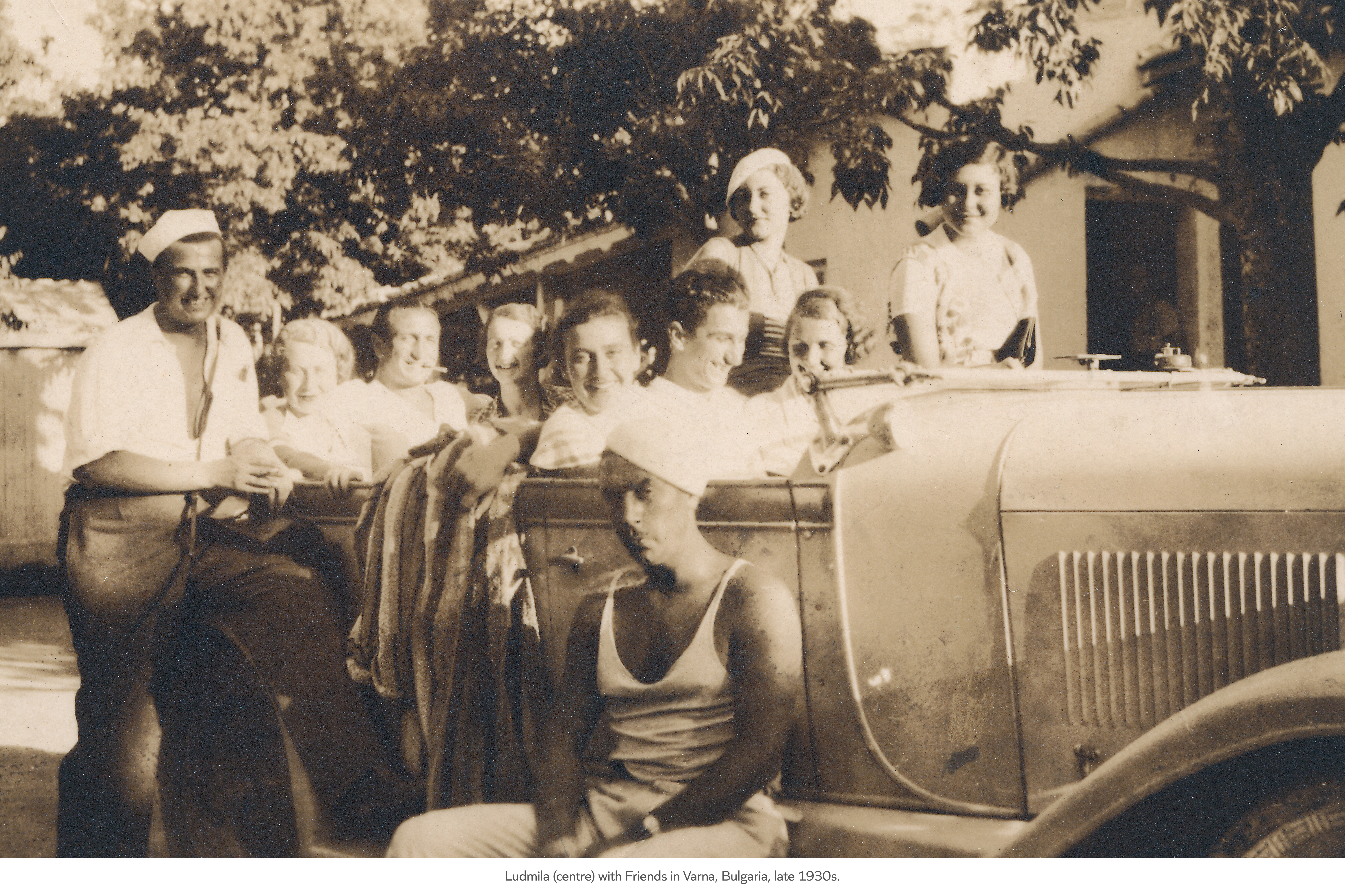 Ludmila (centre) with Family and Friends in Varna, Bulgaria, late 1930s.