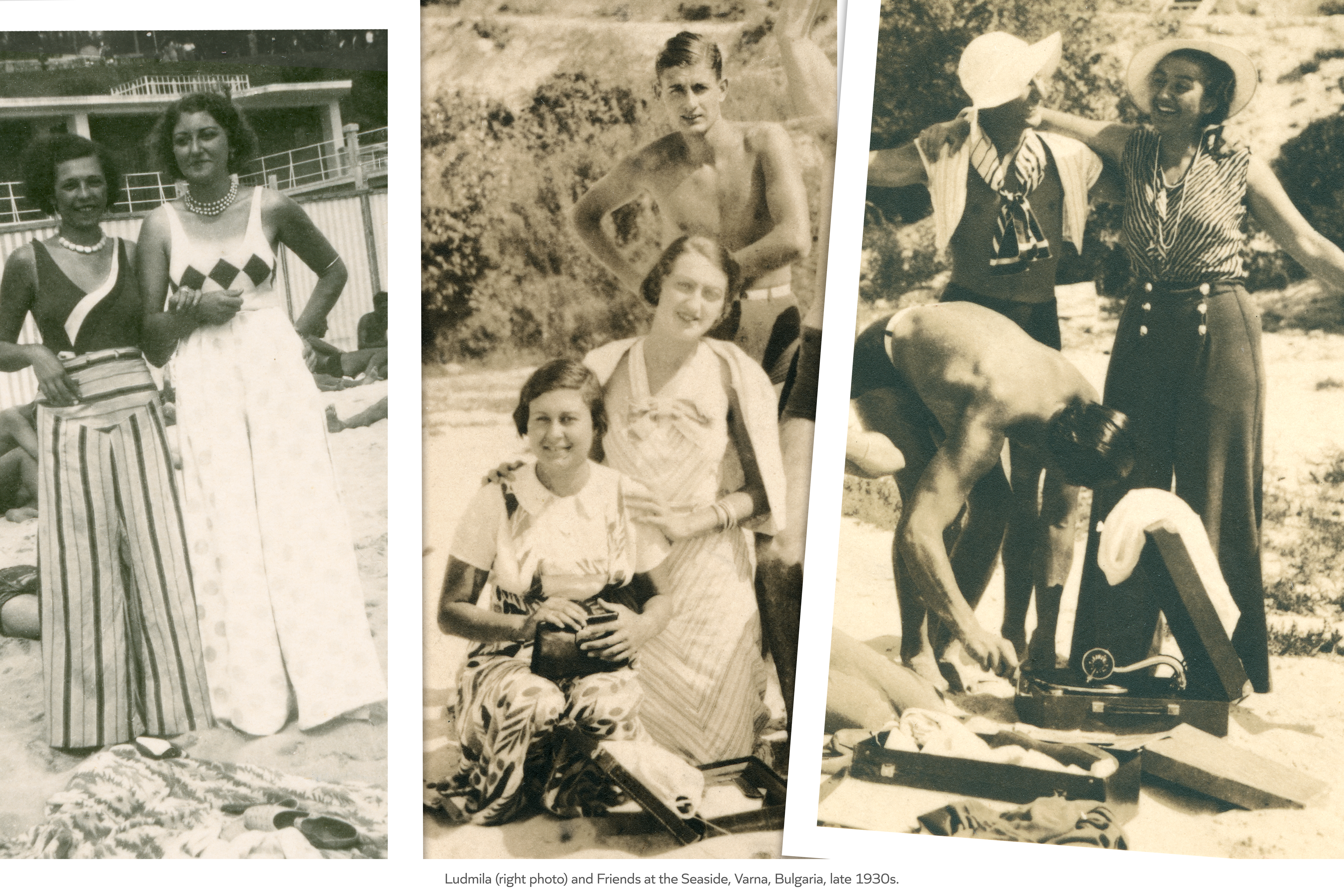 Ludmila (right photo) with friends at the Seaside, Varna, Bulgaria, late 1930s