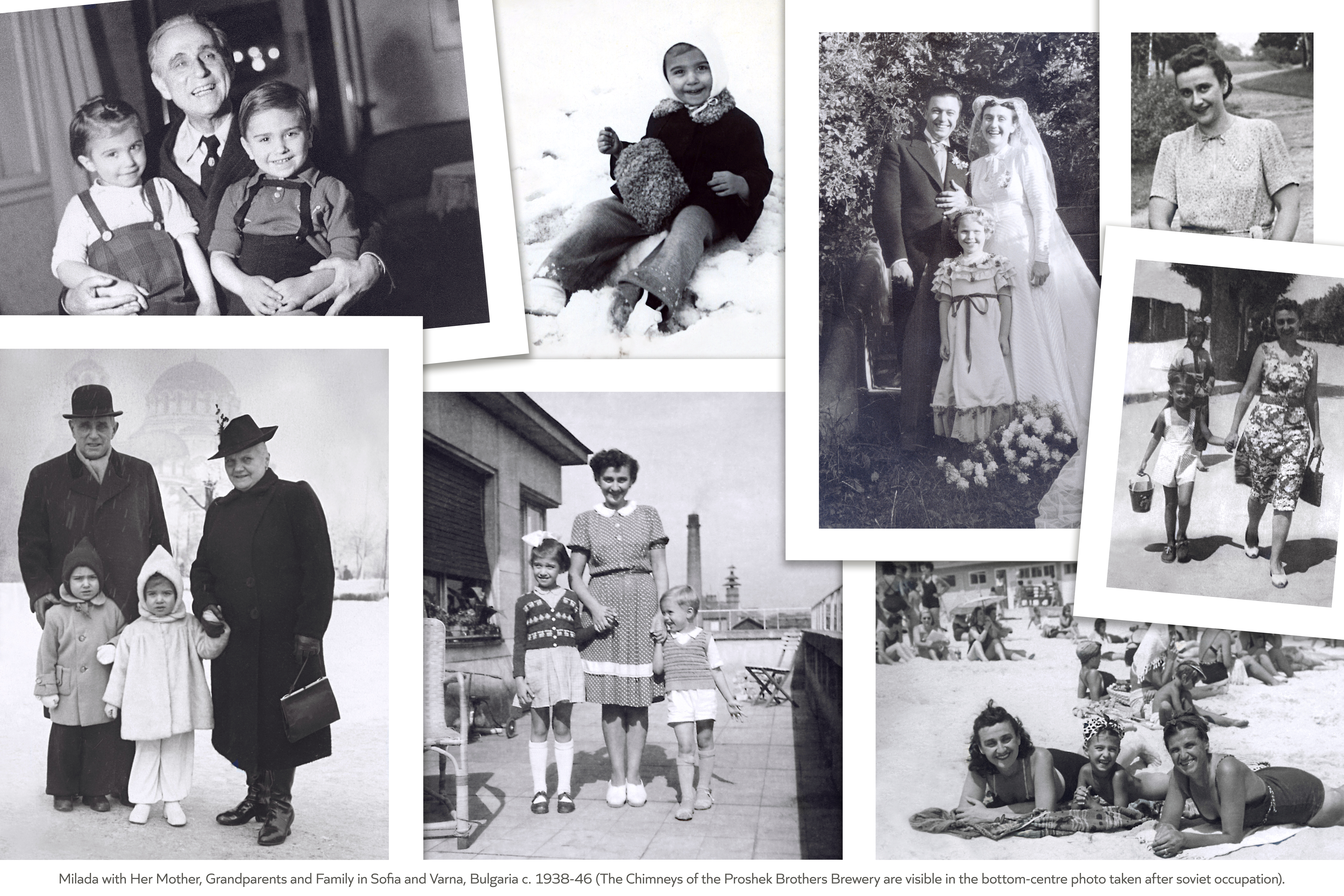 Milada with Her Parents, Grandparents and Family in Sofia and Varna, Bulgaria c. 1938-46 (The Chimneys of the Proshek Brothers Brewery are visible in the bottom-centre photo taken after soviet occupation)