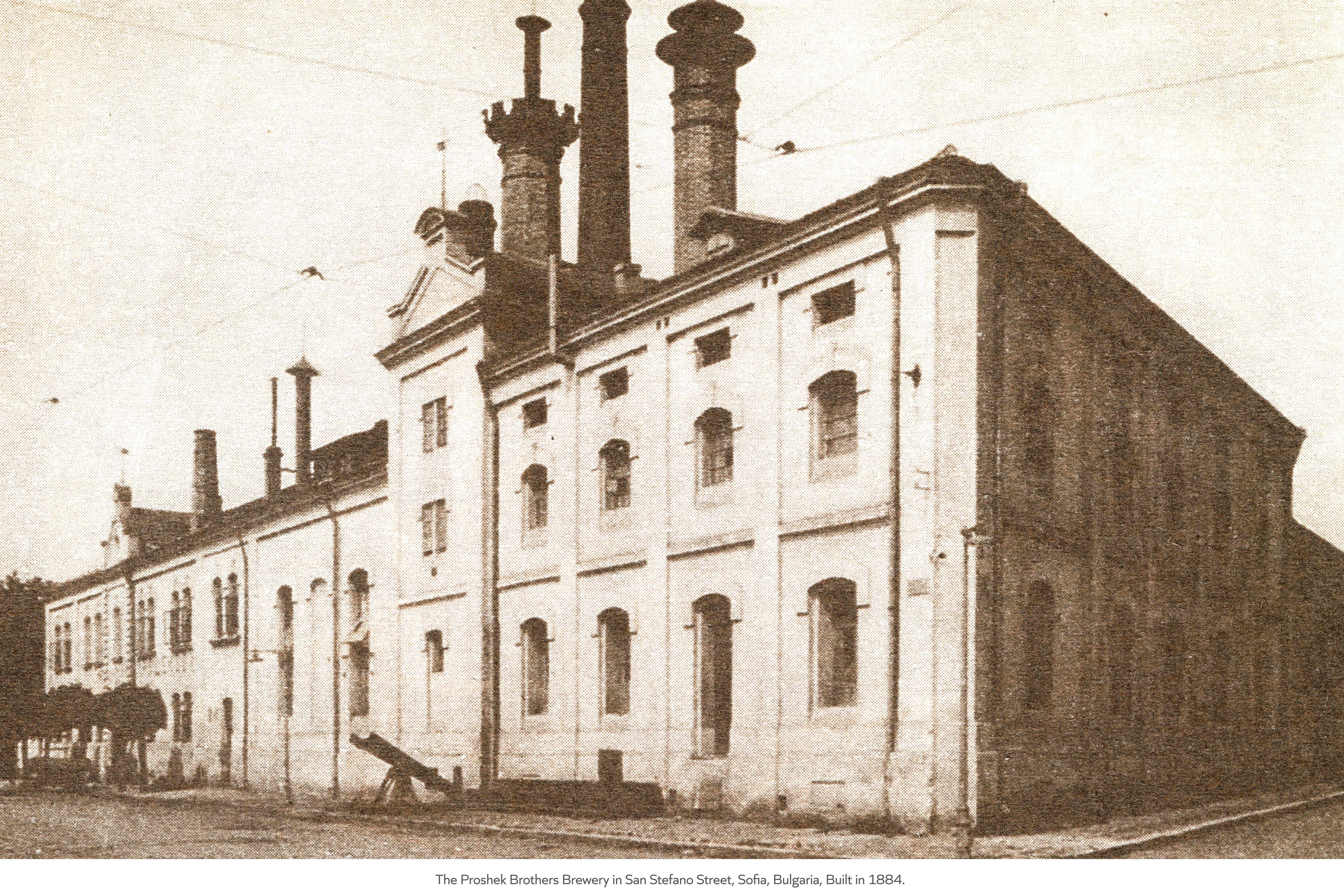 The Proshek Brothers Brewery on San Stefano Street, Sofia, Bulgaria, late 1800s